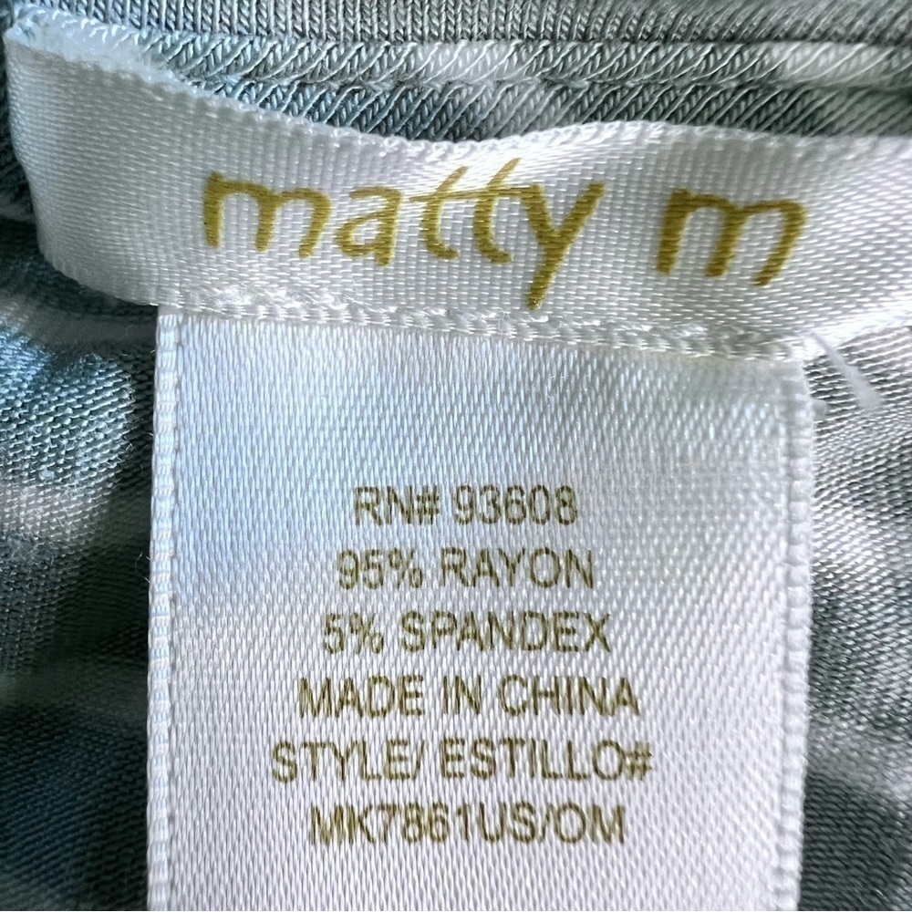NWT Matty M short sleeve V neck side tie Tshirt light olive and white striped - Picture 5 of 7